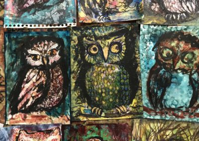 Owl paintings wip