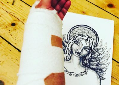 Angel drawing and bandage