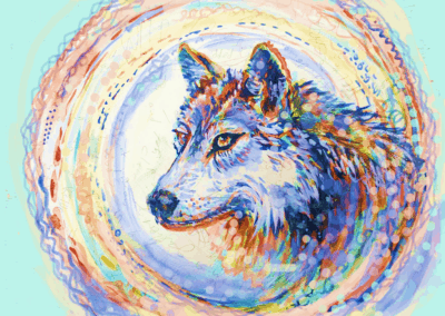 Circle wolf rainbow